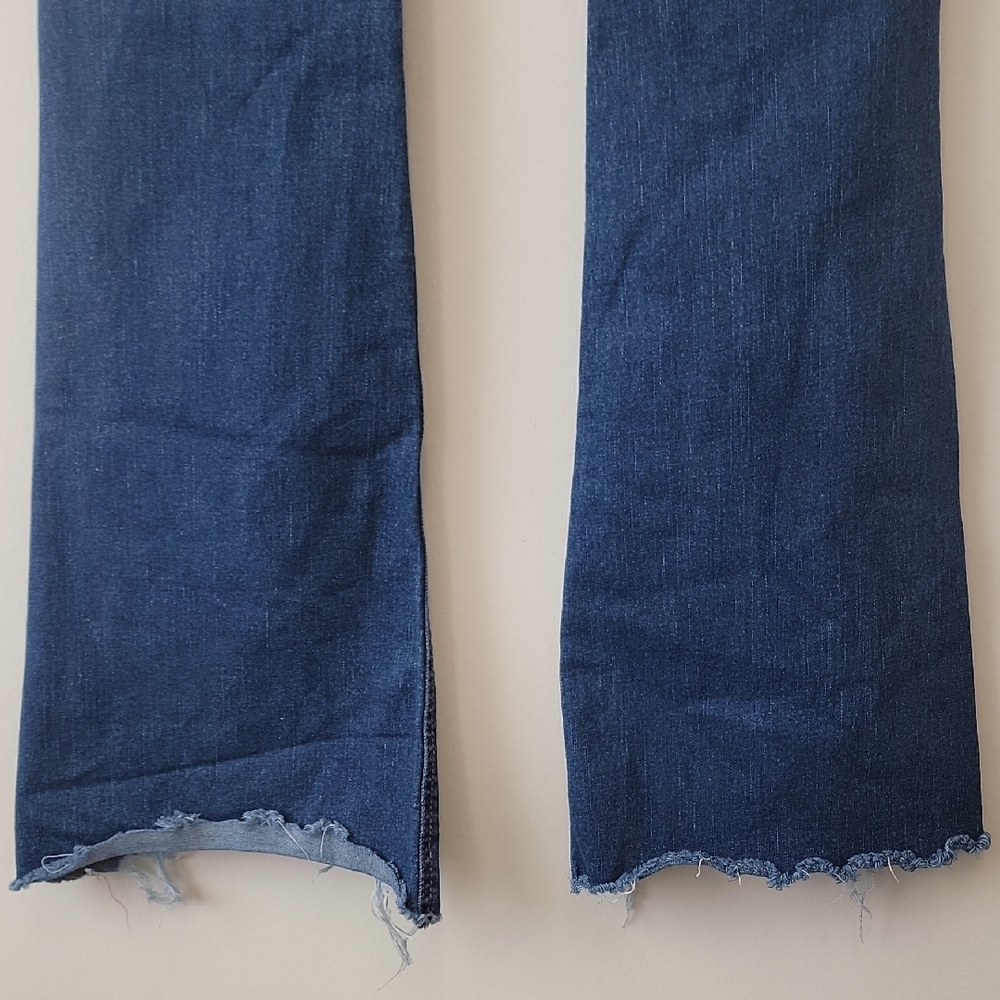 Tinseltown High Rise Flare Jeans Raw Hem Stretch Denim - Picture 10 of 14